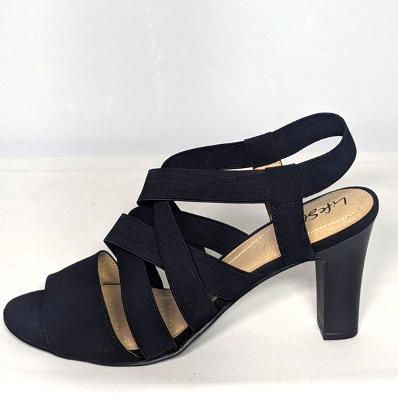 NEW Life Stride Womens Charlotte Heeled Sandal Sz 9.5 wide black - Picture 1 of 4